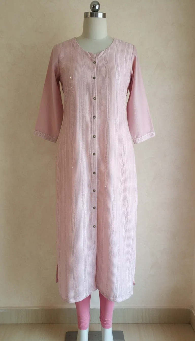 Muslin Cotton Pink Kurti