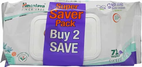 Himalaya Baby Gentle Wipes (Pack of 2 x 72 Pieces each)