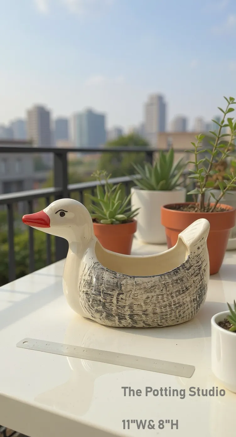 Ceramic Duck Planter 11" W AND 8" H