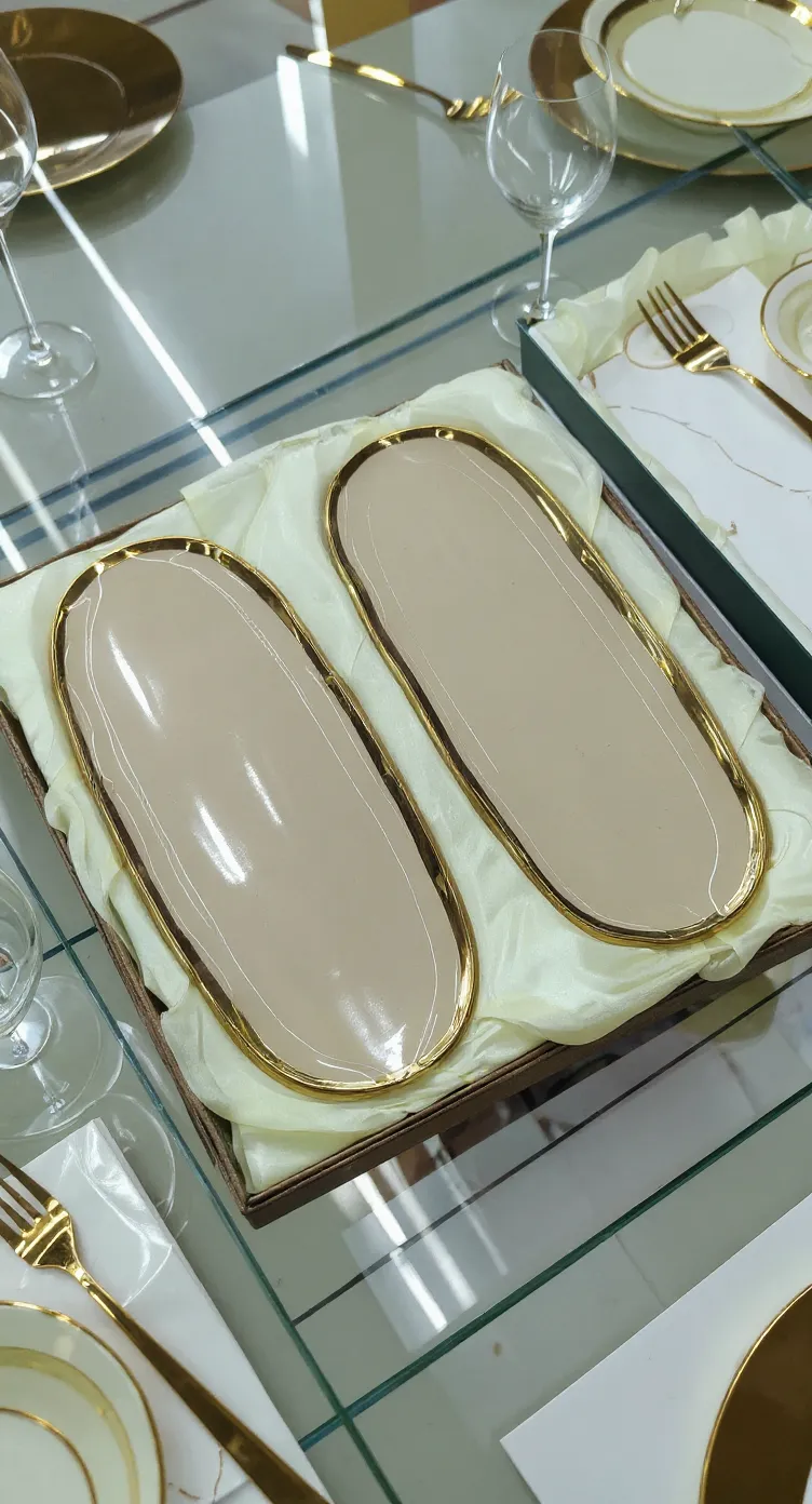Gold-Rimmed Serving Trays