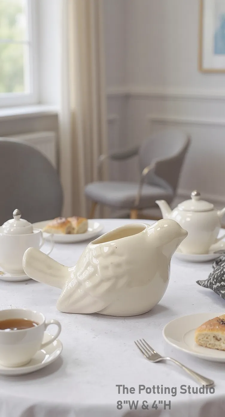 Ceramic Bird Pitcher  8"W & 4"H