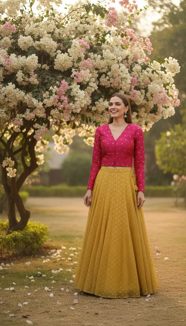 Pink & Gold Lehenga Set view 2