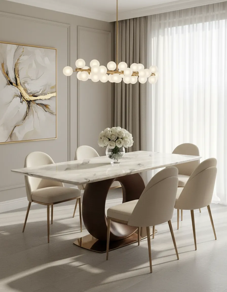Marble-Top Contemporary Table: EF/DT/6649/4STR