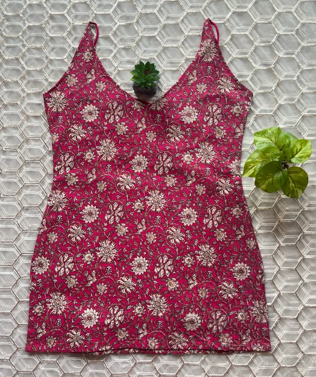 Pink lace-up cami Kurti view 2