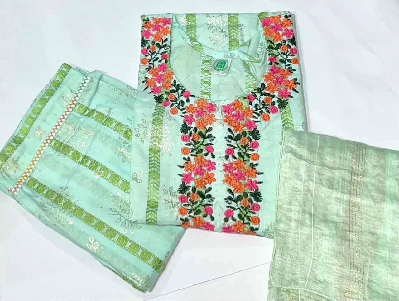 Embroidered Cotton Silk Kurti Pant Set (size ,Small,medium,Large