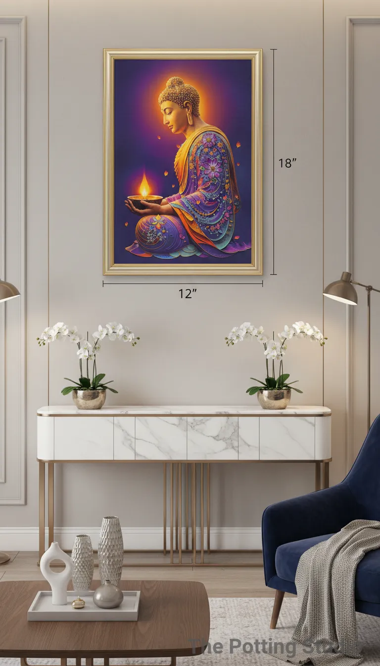Buddha with Lamp Painting 18"H & 12W
