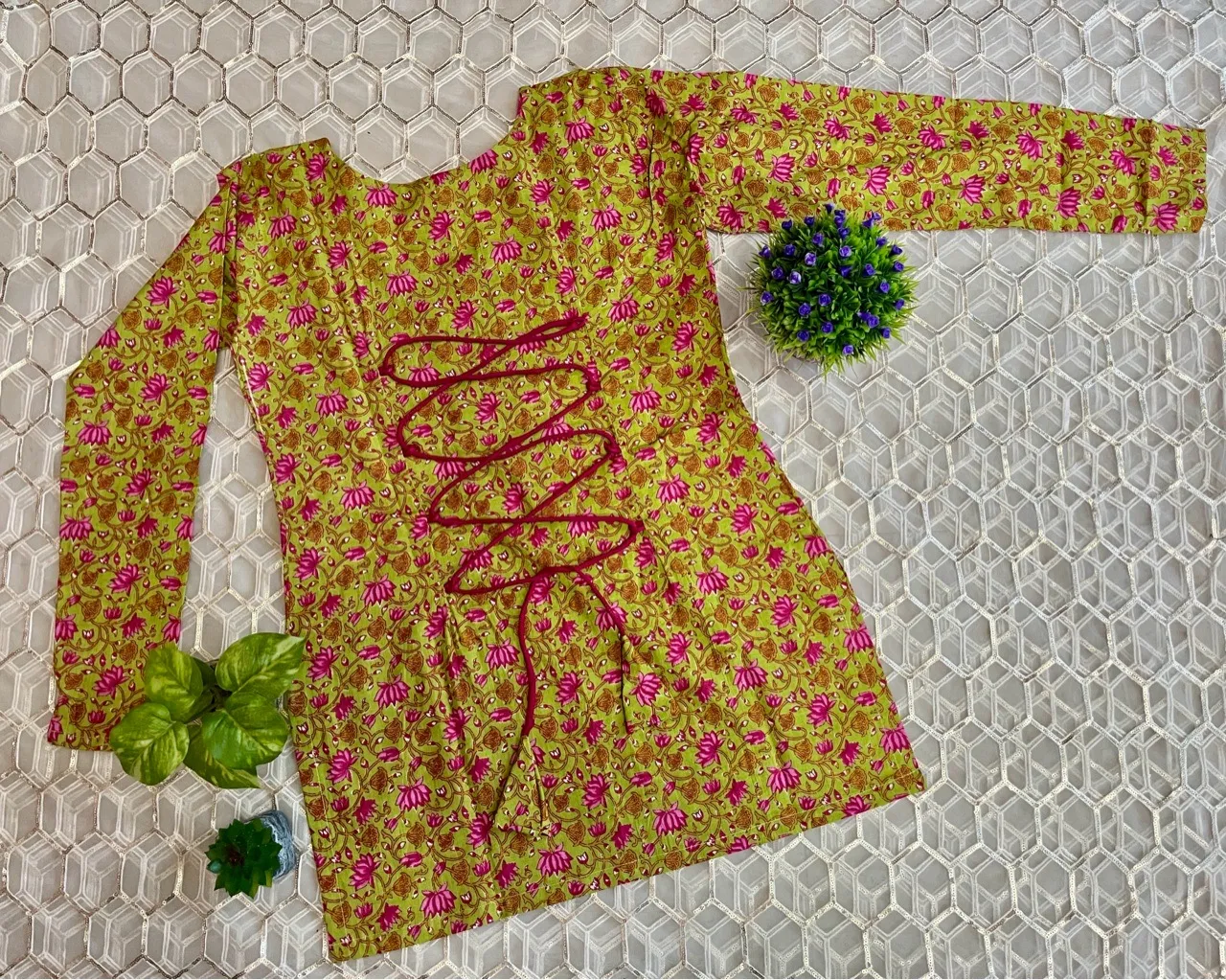 Lotus Corset Kurti - Green view 3