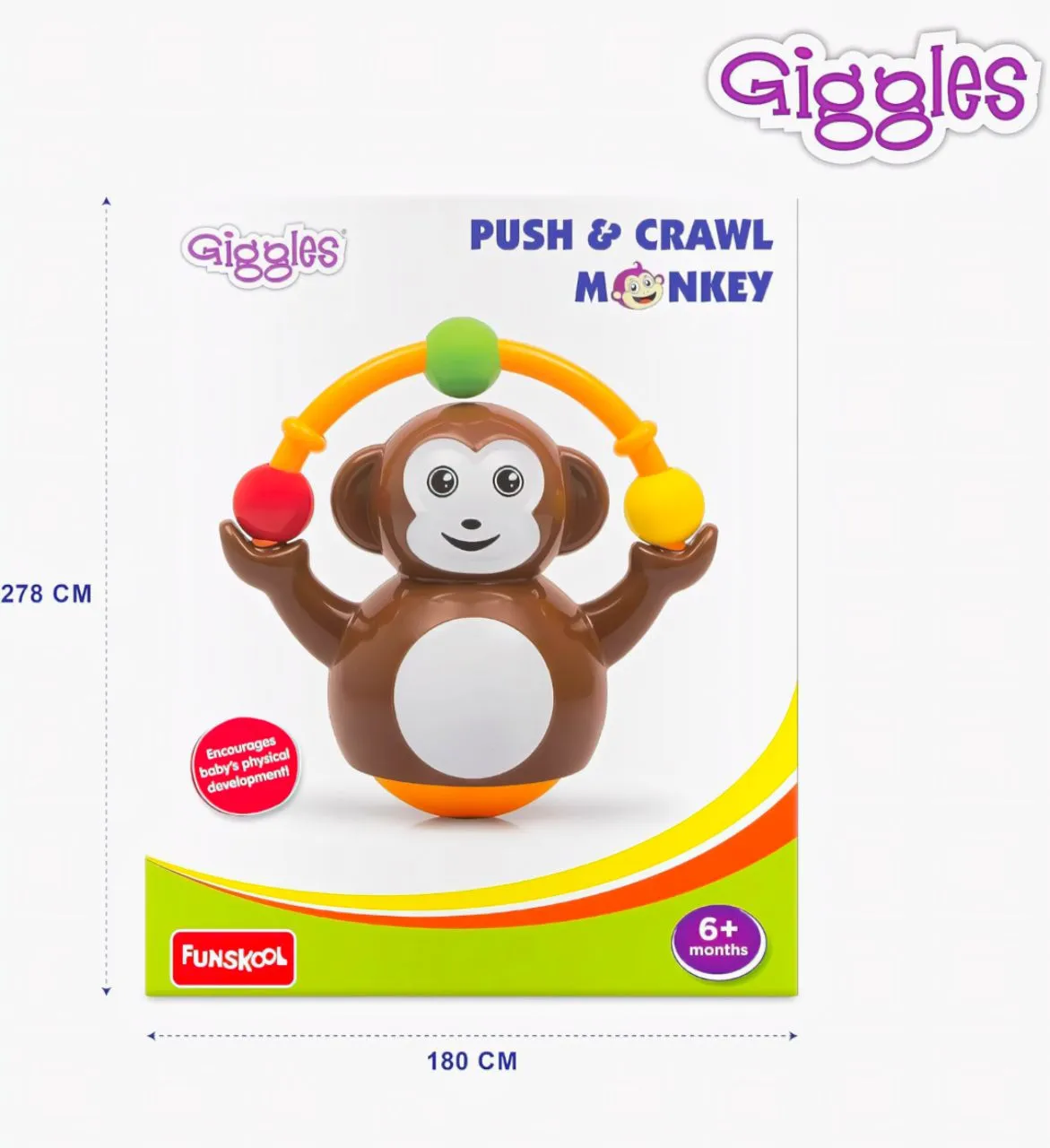 Giggles Push & Crawl Monkey view 4