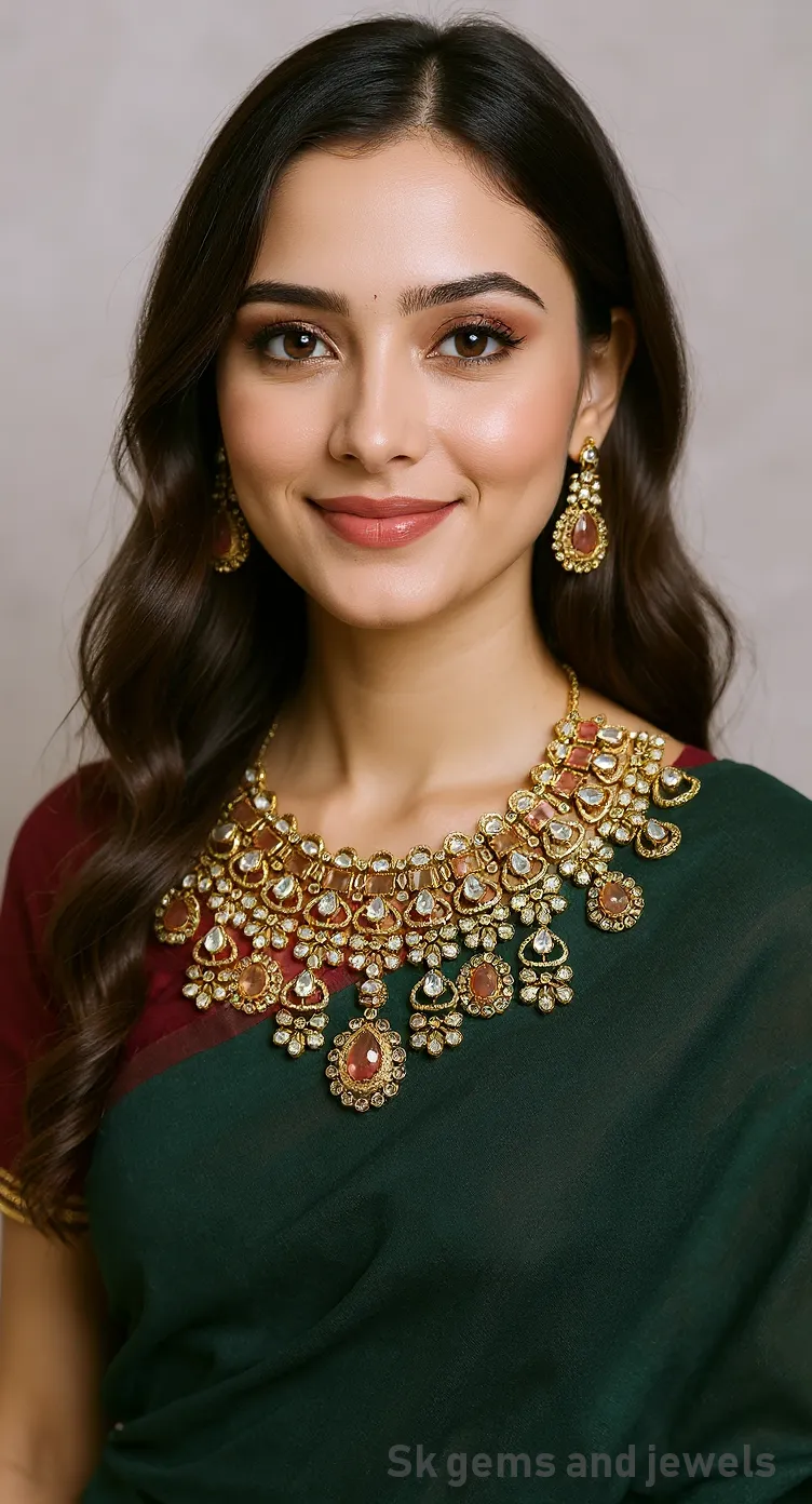 Mosonight Polki And Dubblet Stone  Necklace