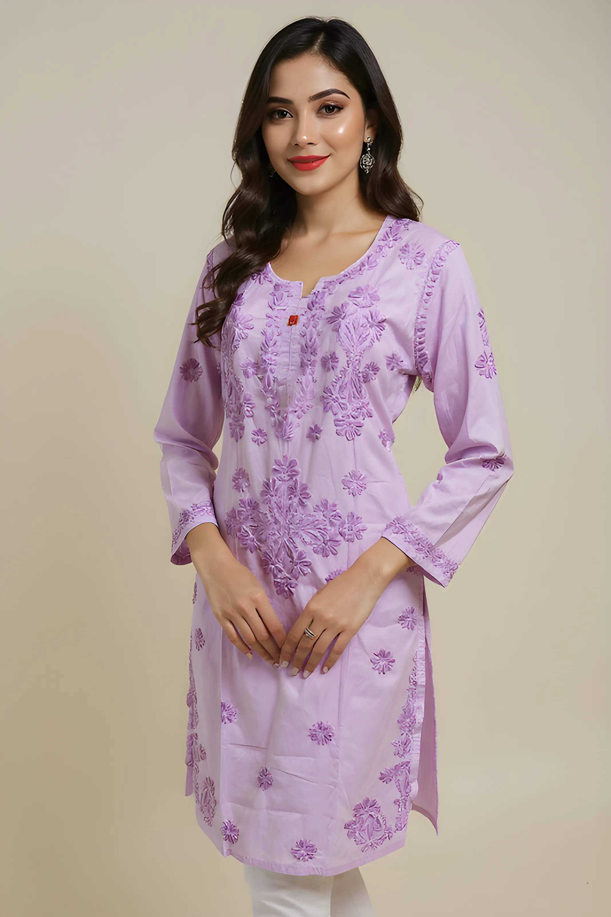Lavender Embroidered Kurti