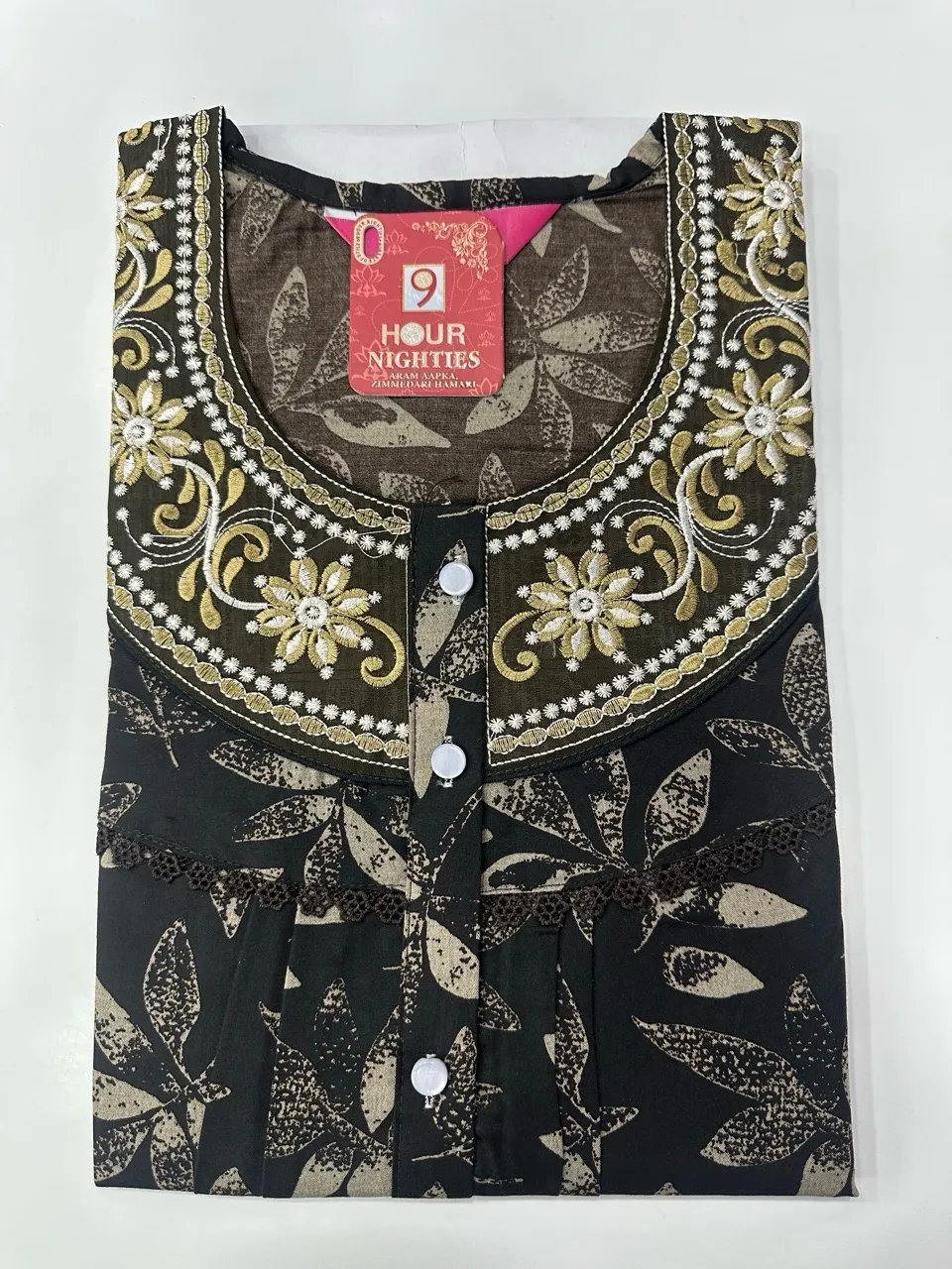 Round Embroidery Spun Nighty