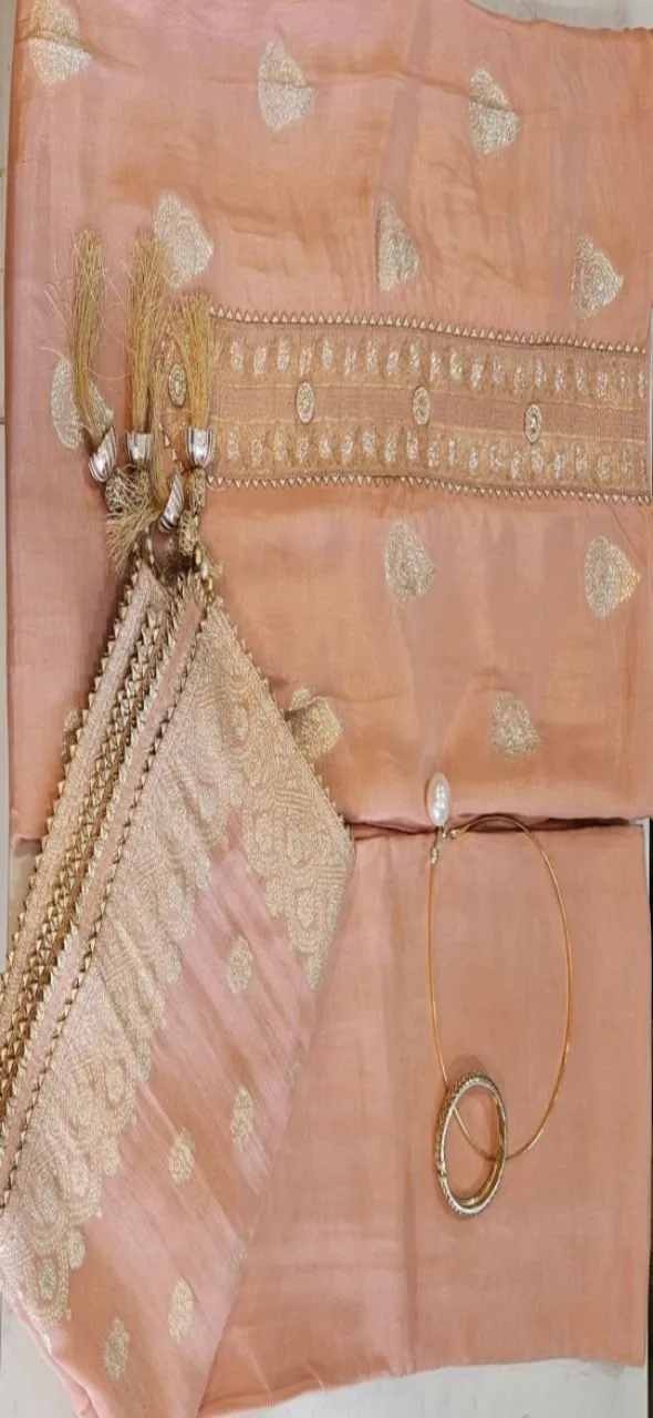Embroidered Peach Unstiched Set