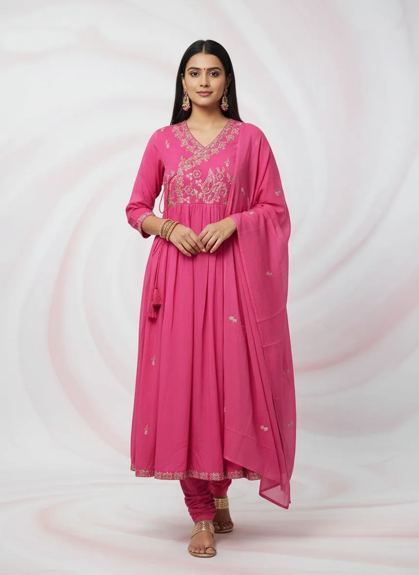 Pink Embroidered Kurta Set