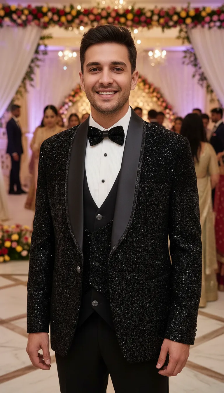 Black Glitter Tuxedo  (All Size Avl)
