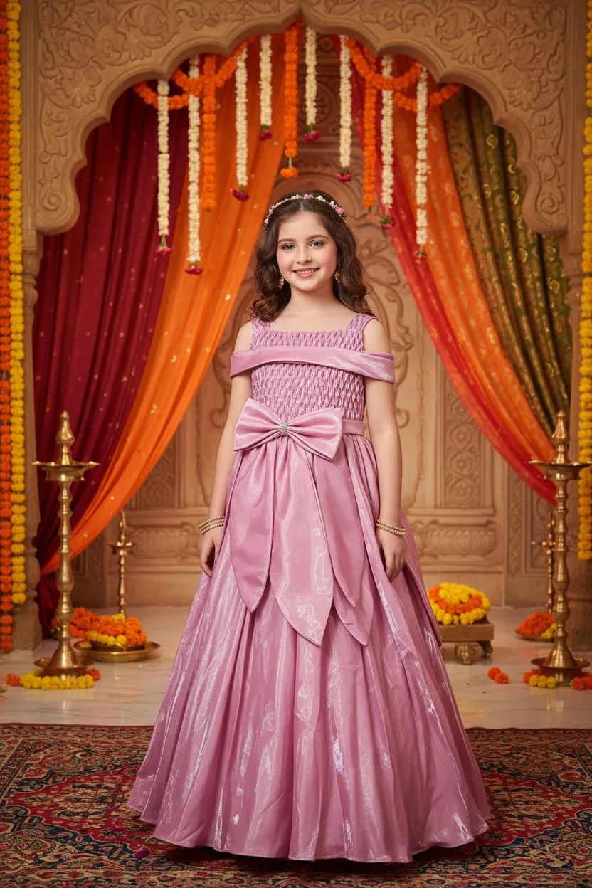 Pink Satin Long Gown