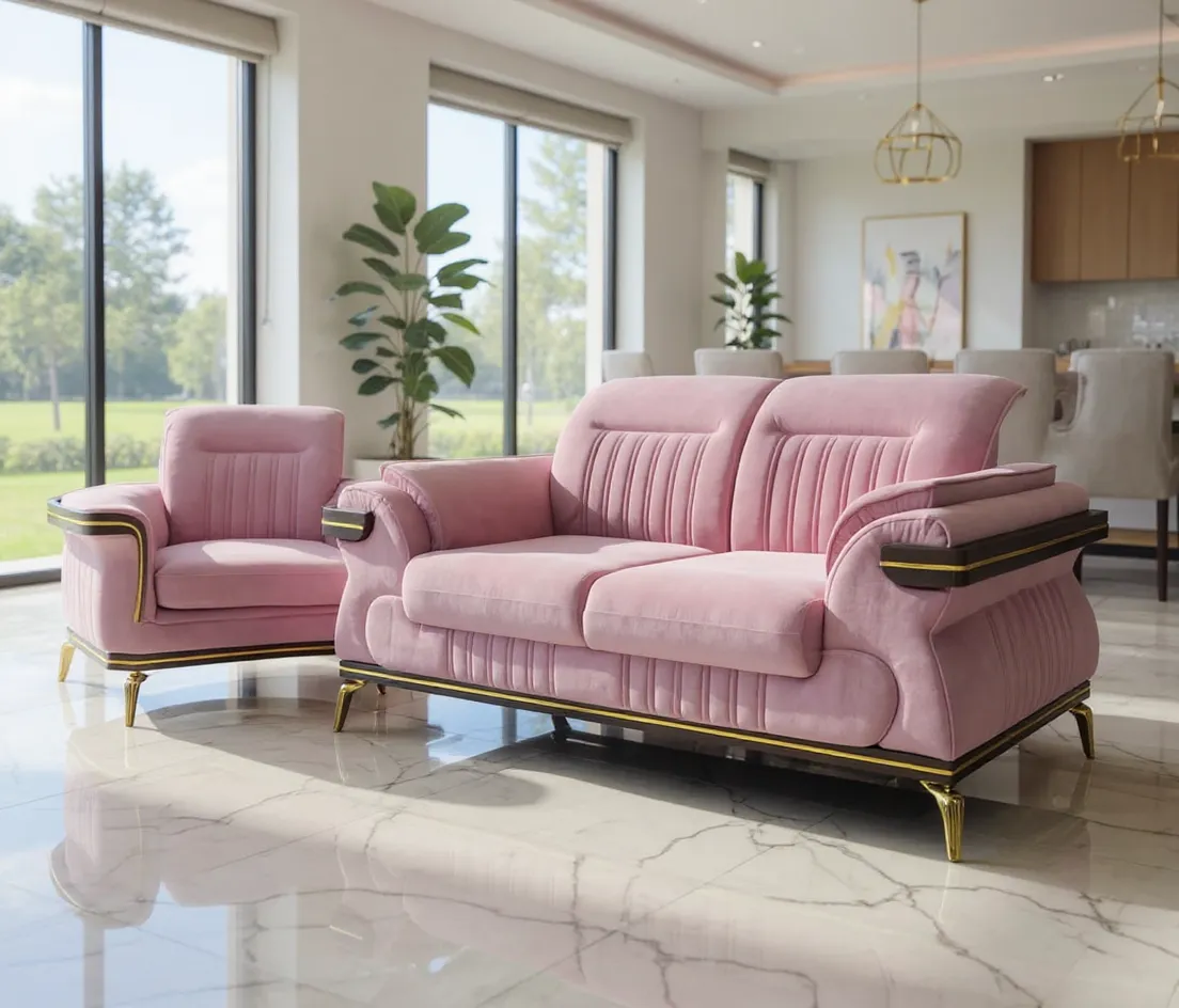 Pink Velvet Sofa Set
