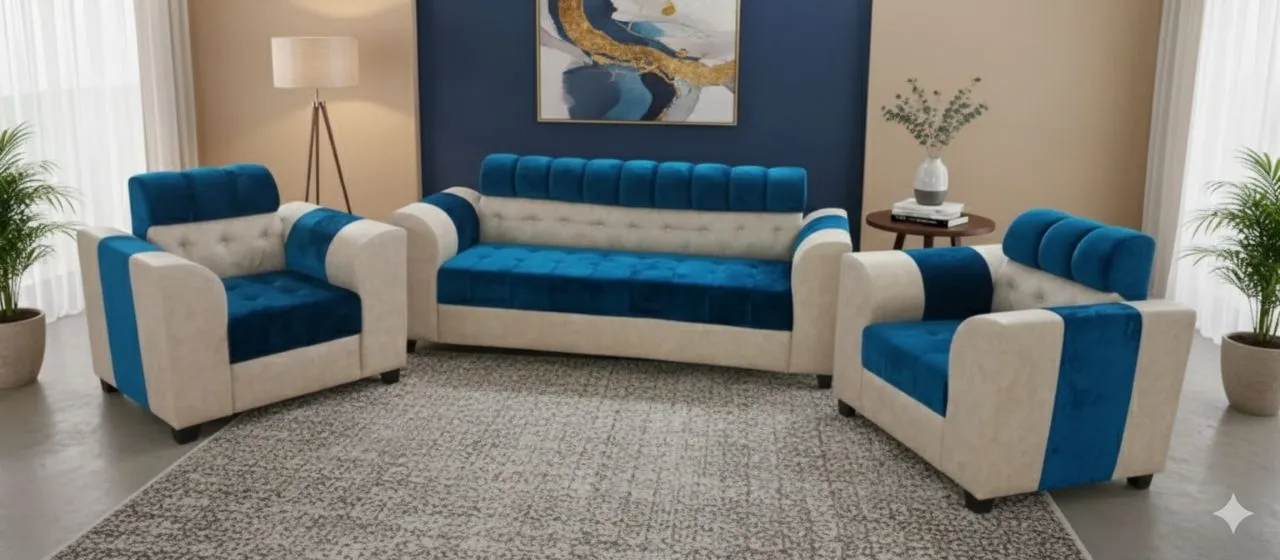 Blue Royale Sofa Set