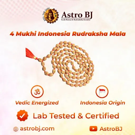 AstroBJ 4 Mukhi Rudraksha Mala "Siddh & Energised" A+++ Quality view 4