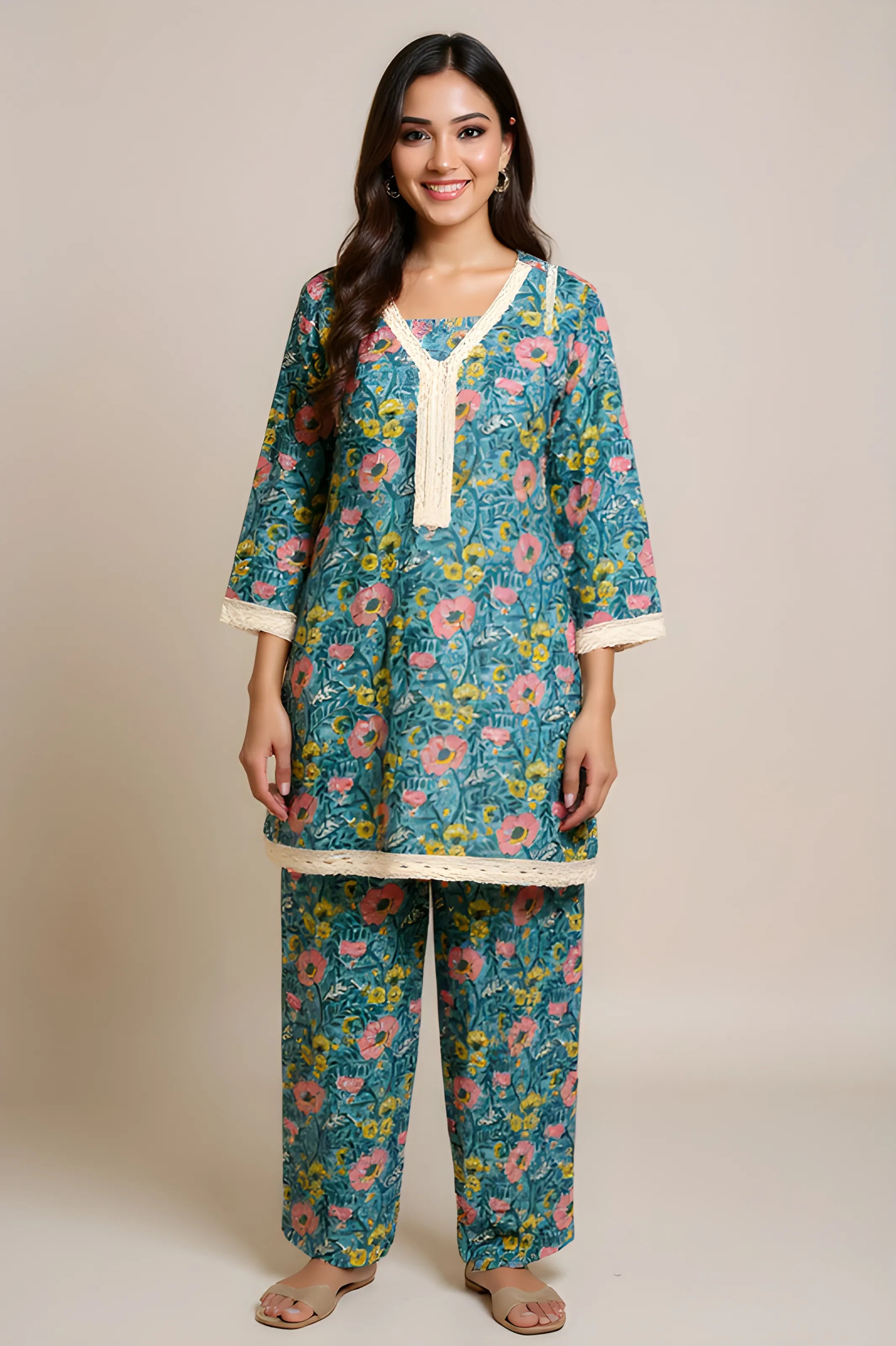 Floral Print Kurta Set