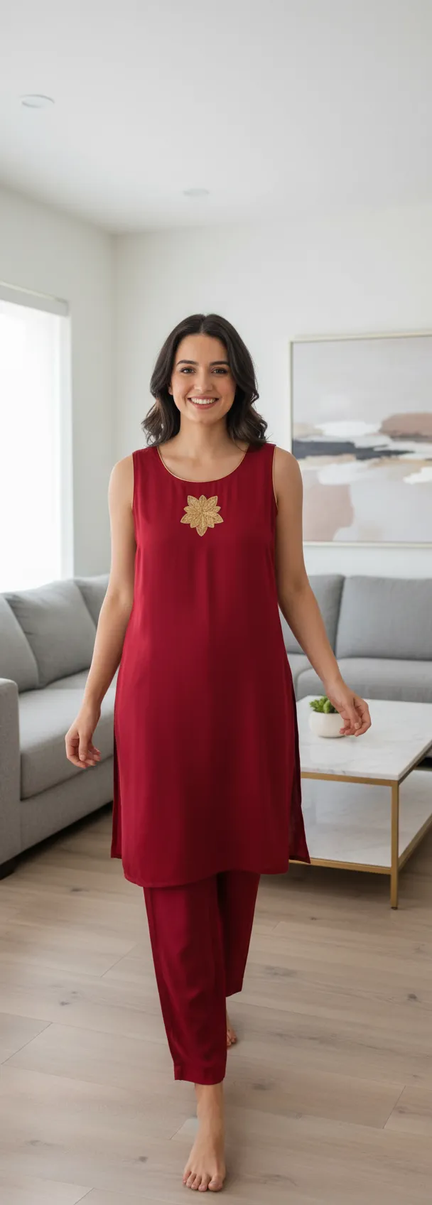 Karigari Maroon Tunic Set