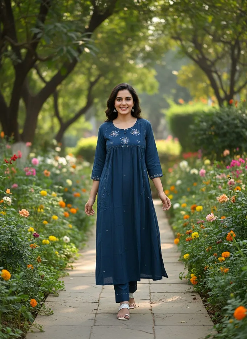 Embroidered Blue Kurti