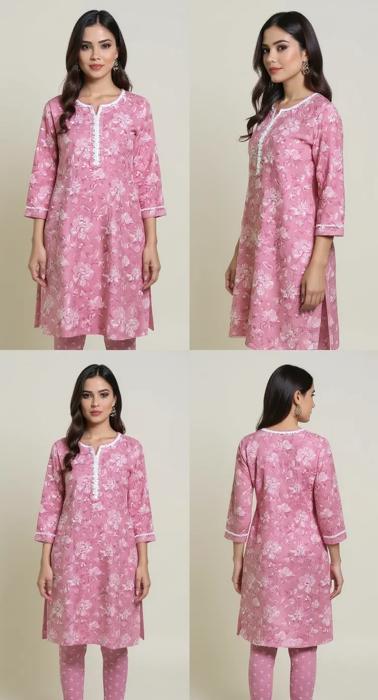 Pink Floral Kurta