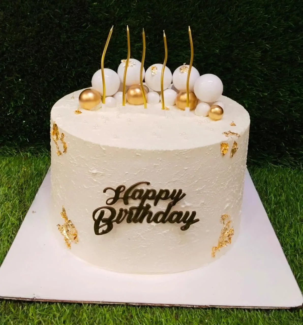 Gold and White Birthday Cake