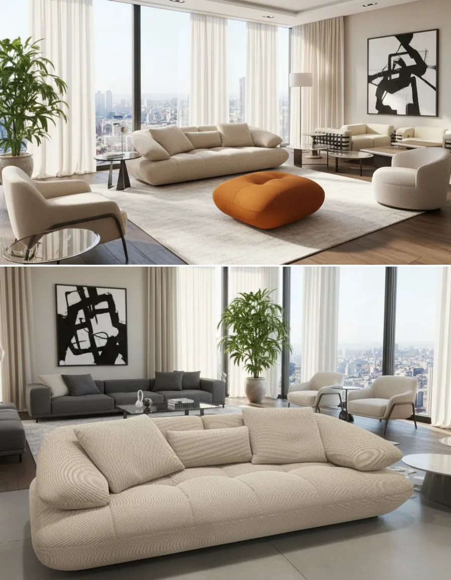 Beige(110)Plush Sofa and Ottoman(272): TC/5290/ SF Shade 110 And OT Shade 272