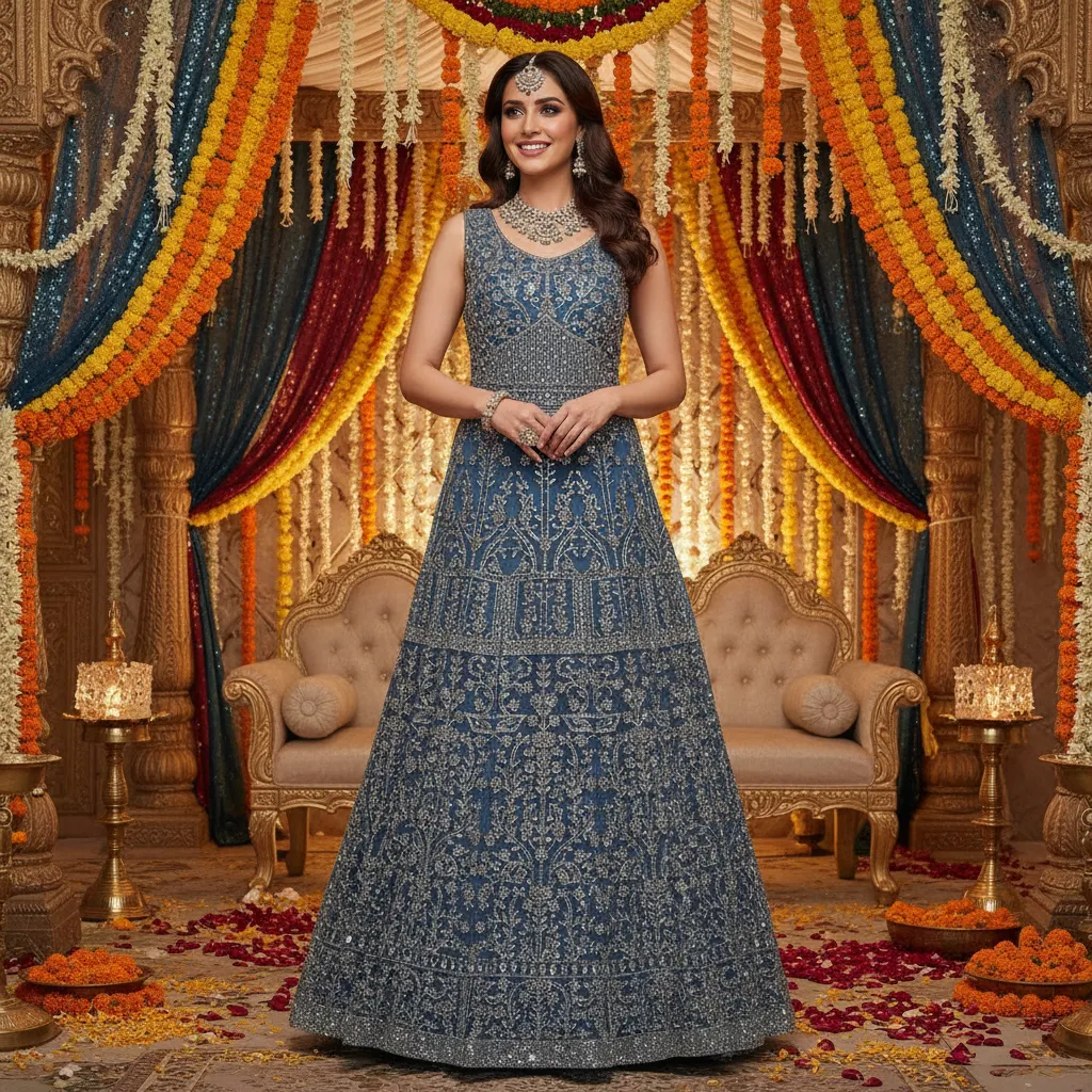 Embroidered Indian Gown