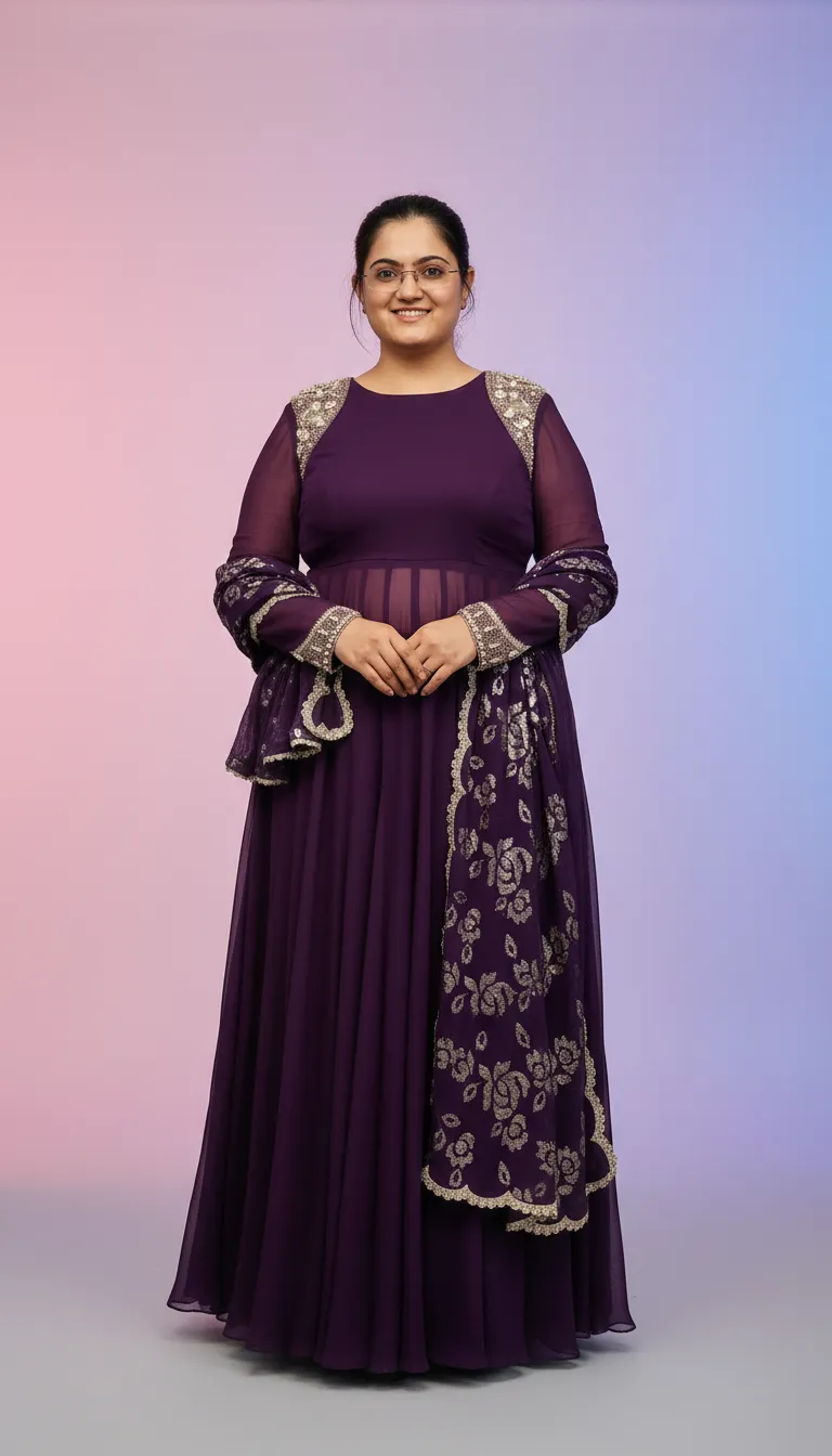Seema Singh Purple Anarkali Gown