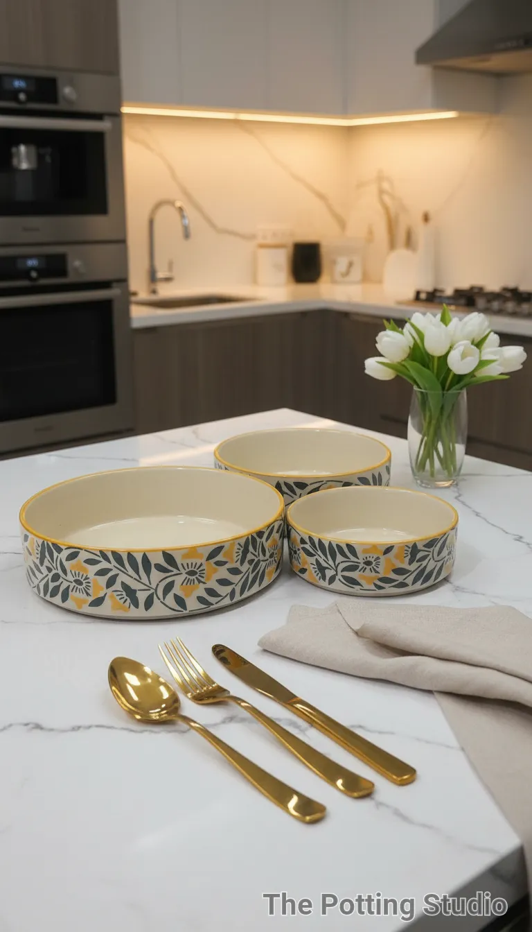 Handmade Ceramic Serving Bowls Set Of 3 Nos