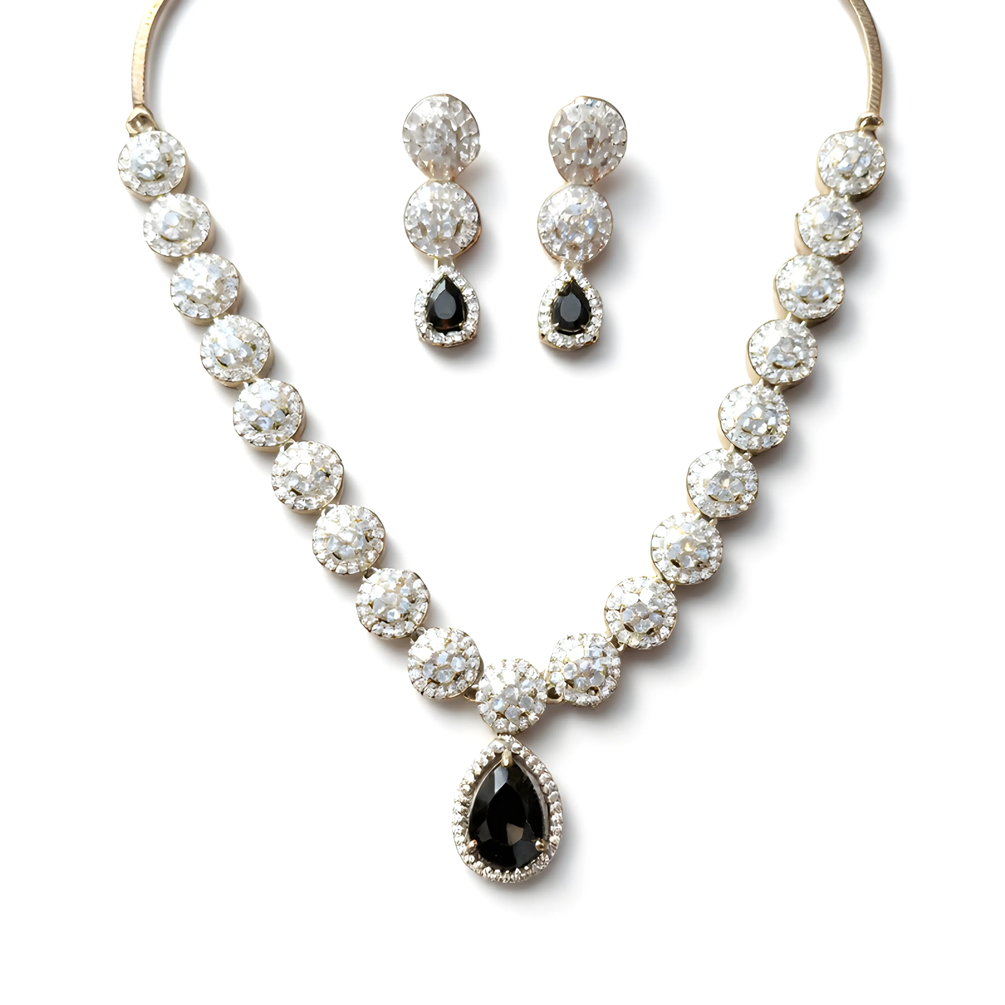 Black Diamond Teardrop Necklace Set