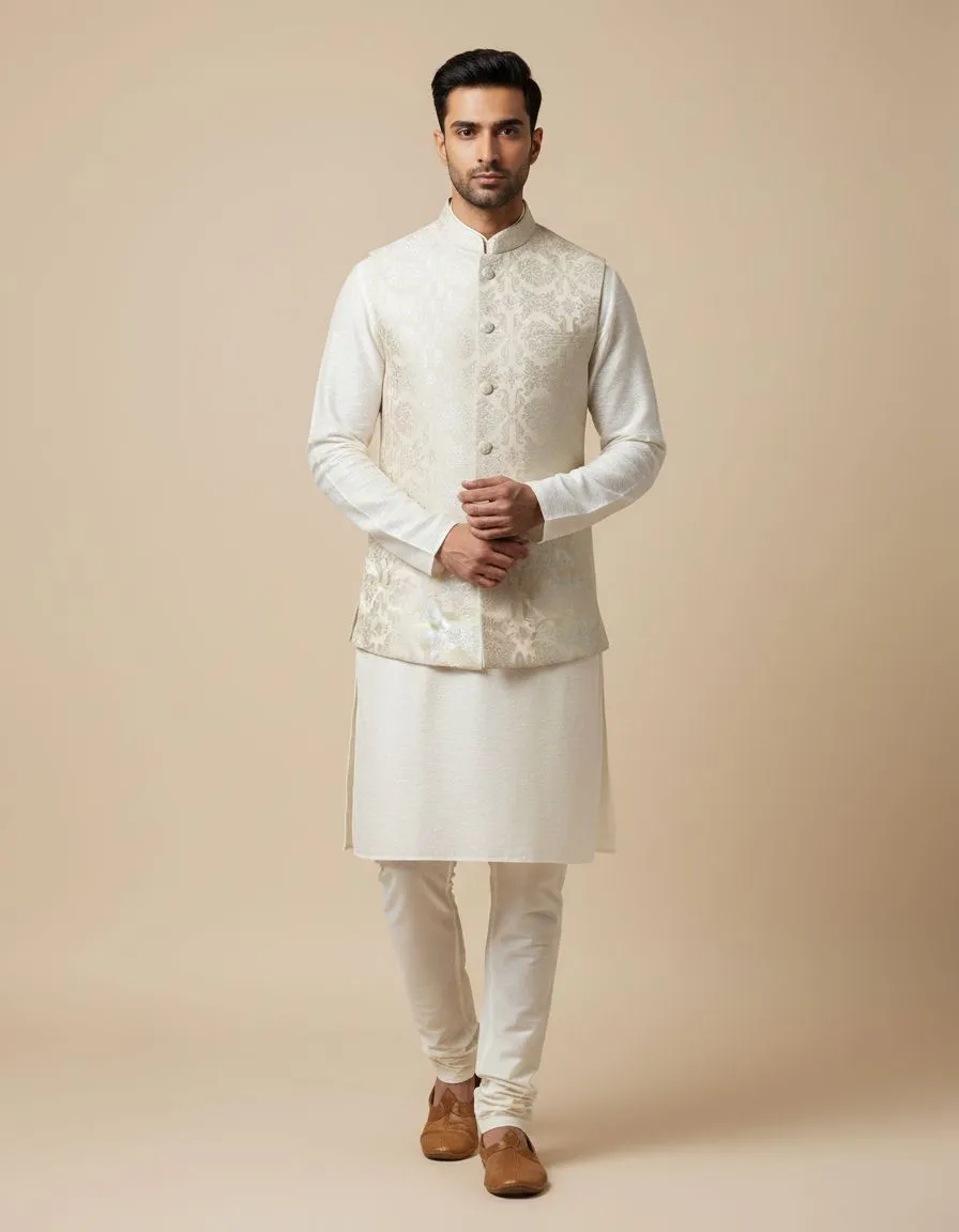 Embroidered Fabric Jacket And Kurta Pajama