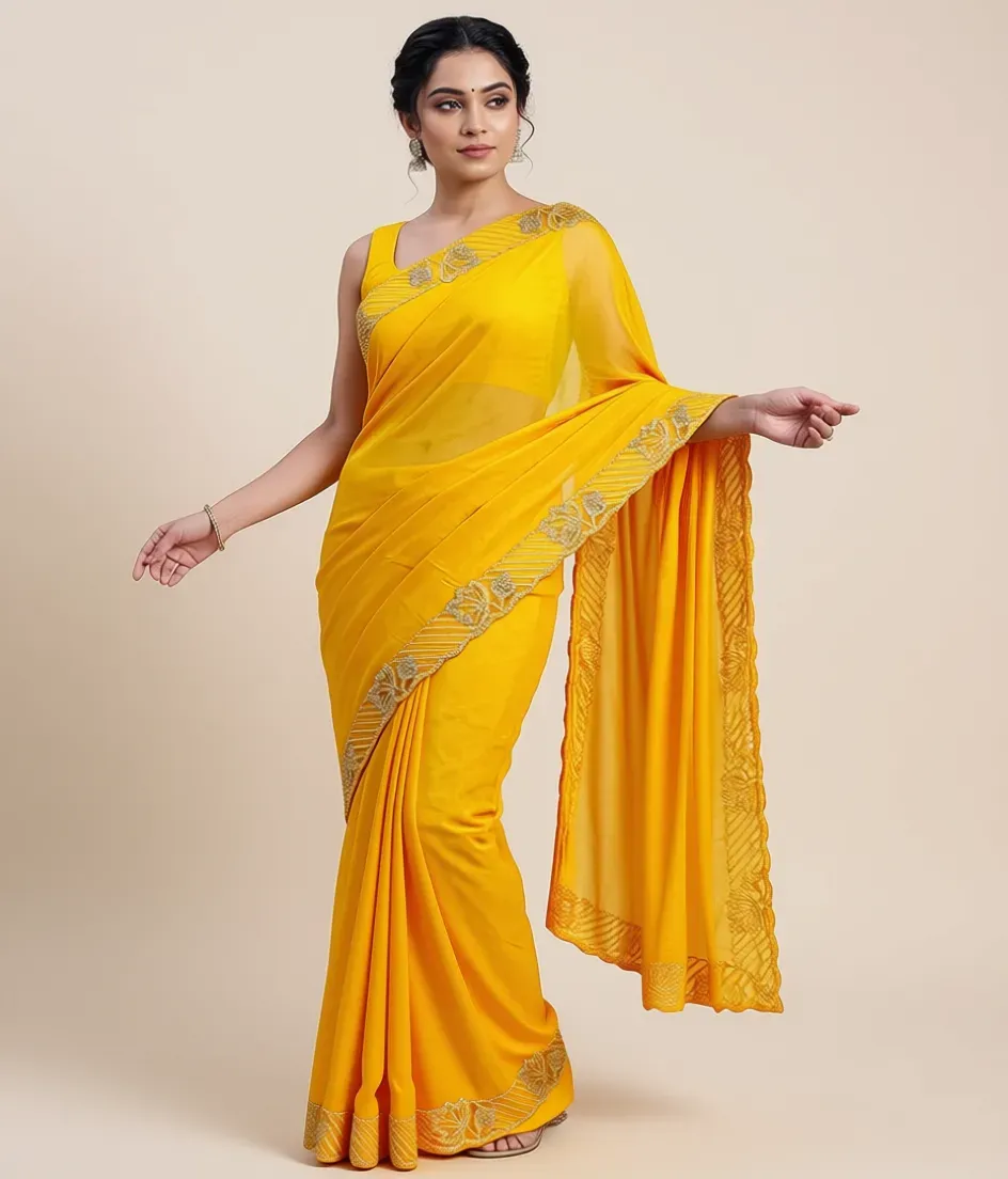 Embroidered Purple Sari
