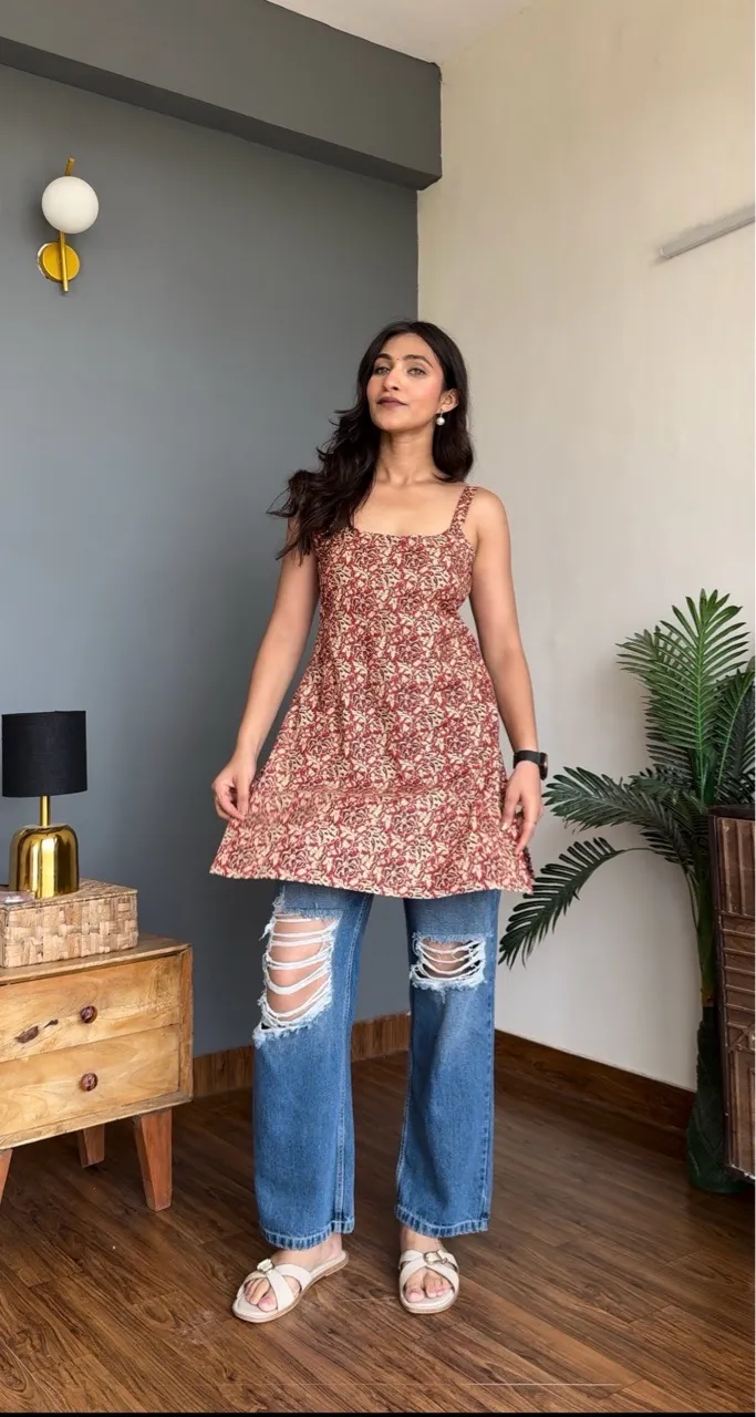 Floral Tassel Kurti view 2