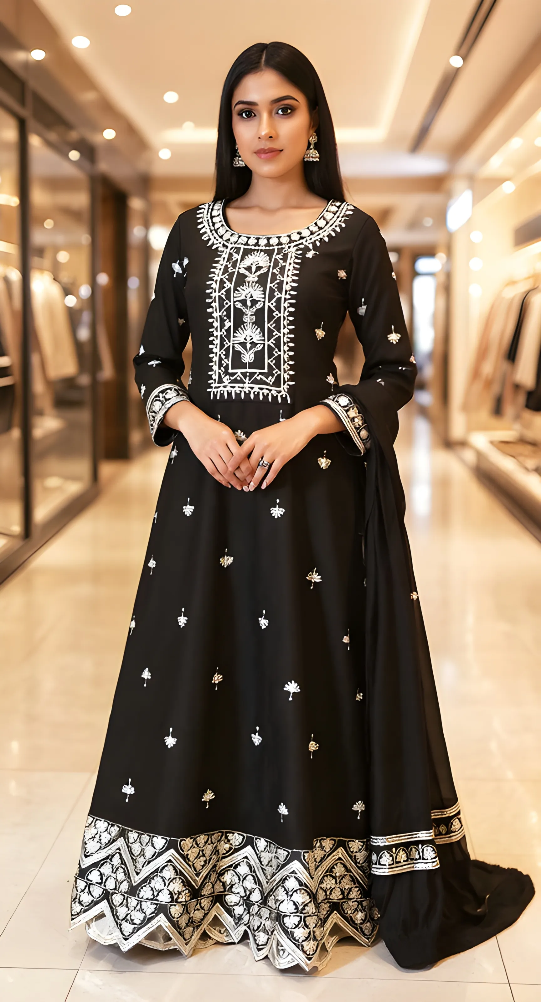 Embroidered Black Anarkali Suit
