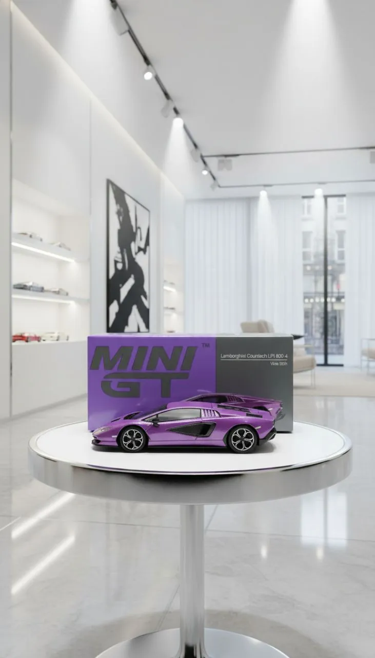 MINI GT Lamborghini Countach LPI 800-4 – Viola 30th (Purple) 1:64 Diecast Model Car view 5