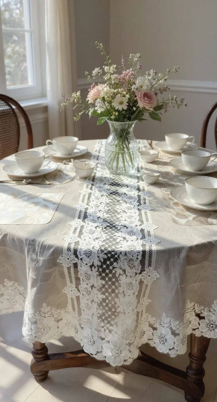 Decorative Lace Tablecloth With Mats