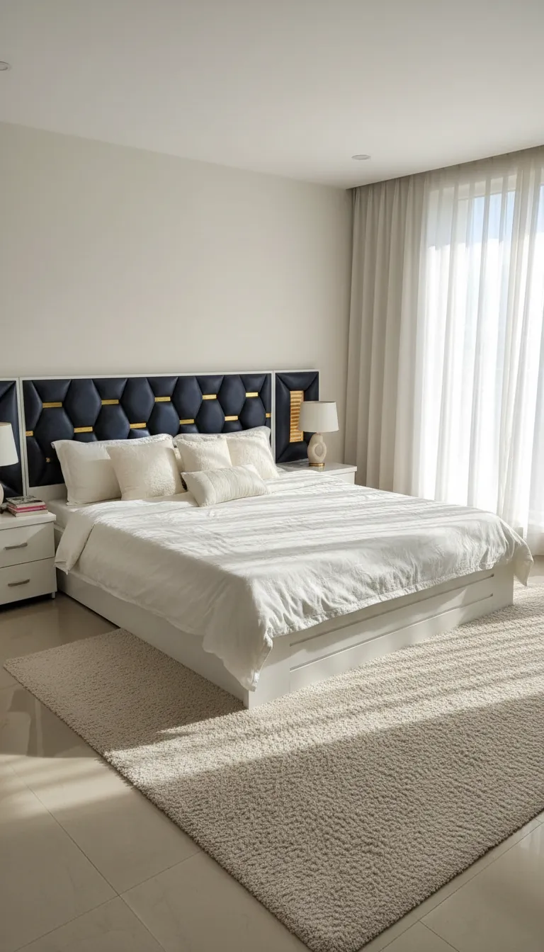 Hydraulic Upholstered Platform Bed With Side Tables