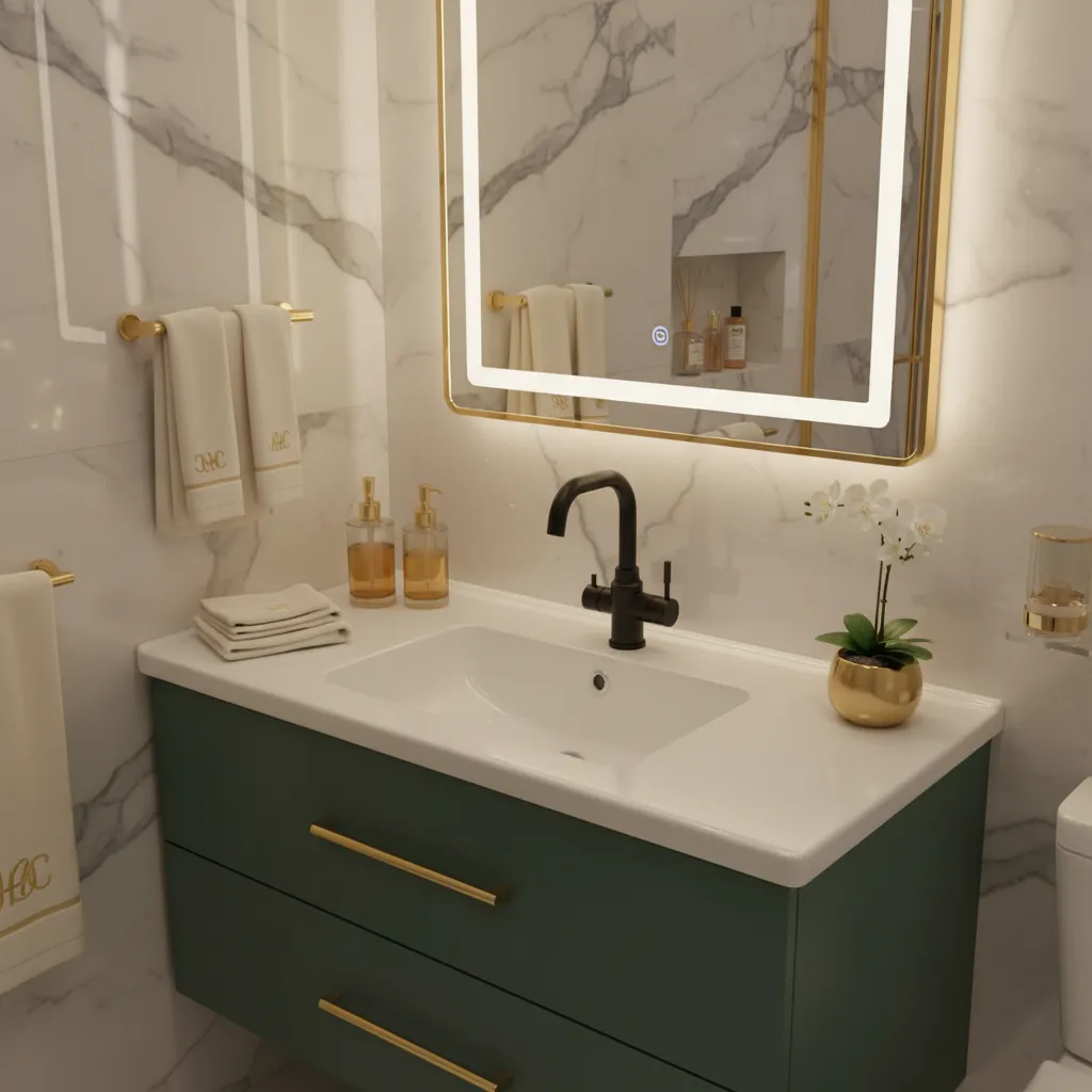 Modern Ceramic Sink with Matte Black Faucet