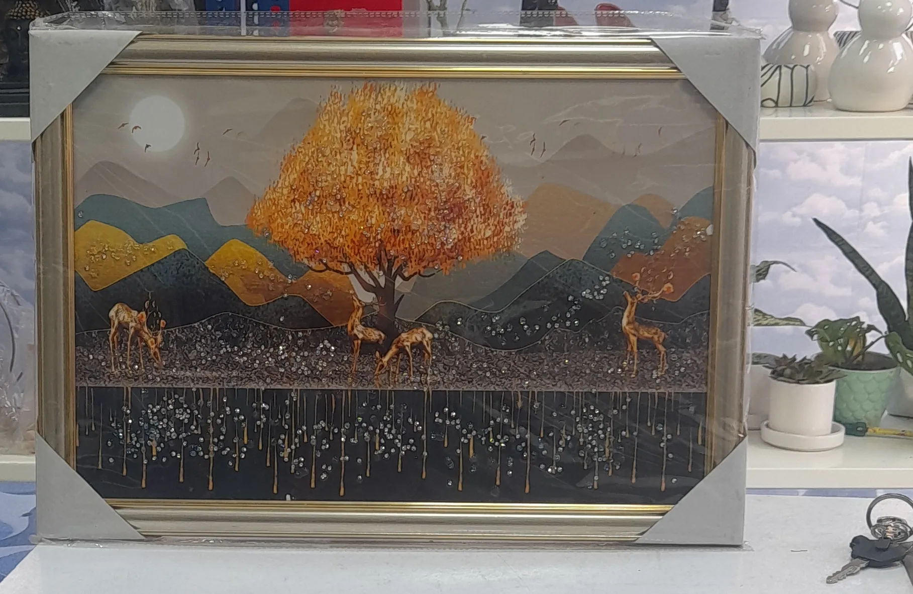 Decorative Wall Art with Deer and Tree Design 12 "H & 18W view 2