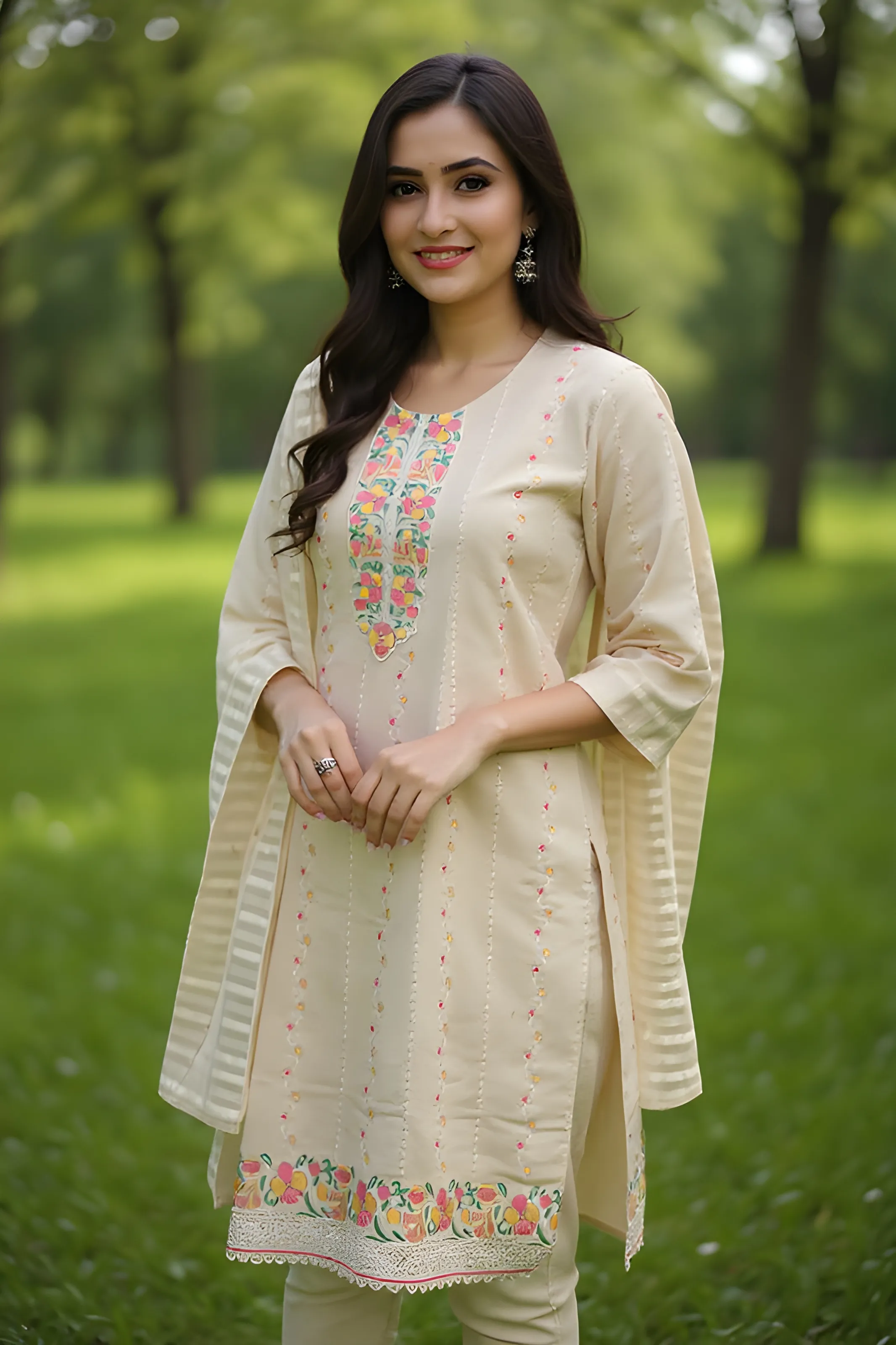 Embroidered Kurti Set