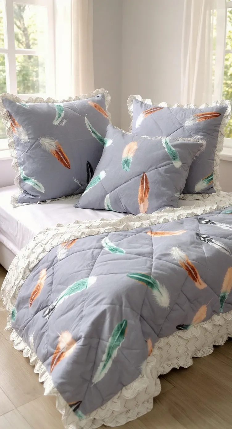 Feather Patterned Bedding Set