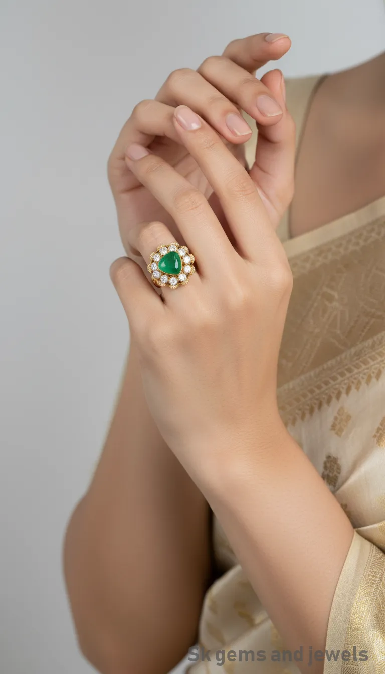 Gold Plated Earrings with Green Stones