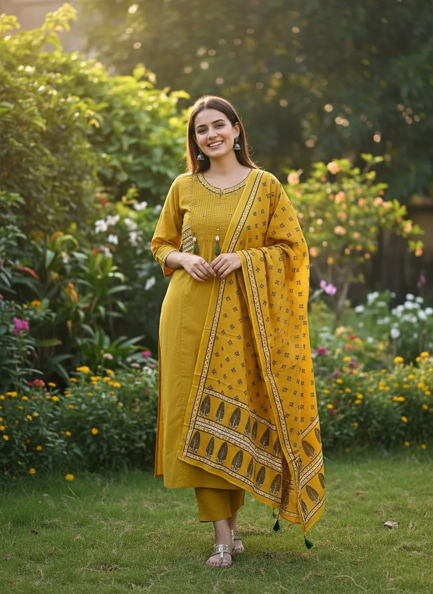 Yellow Ethnic Suit Set
