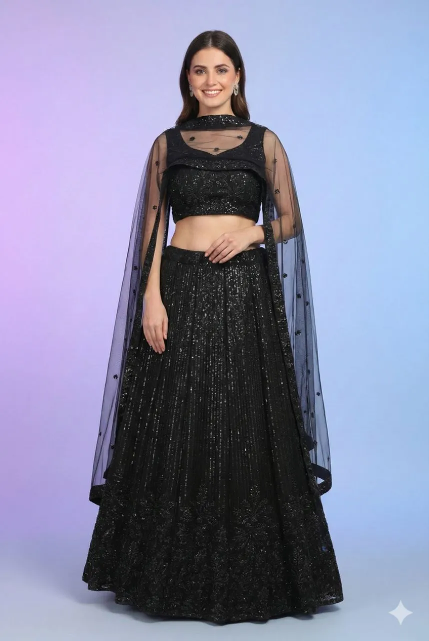 Black Sequined Lehenga