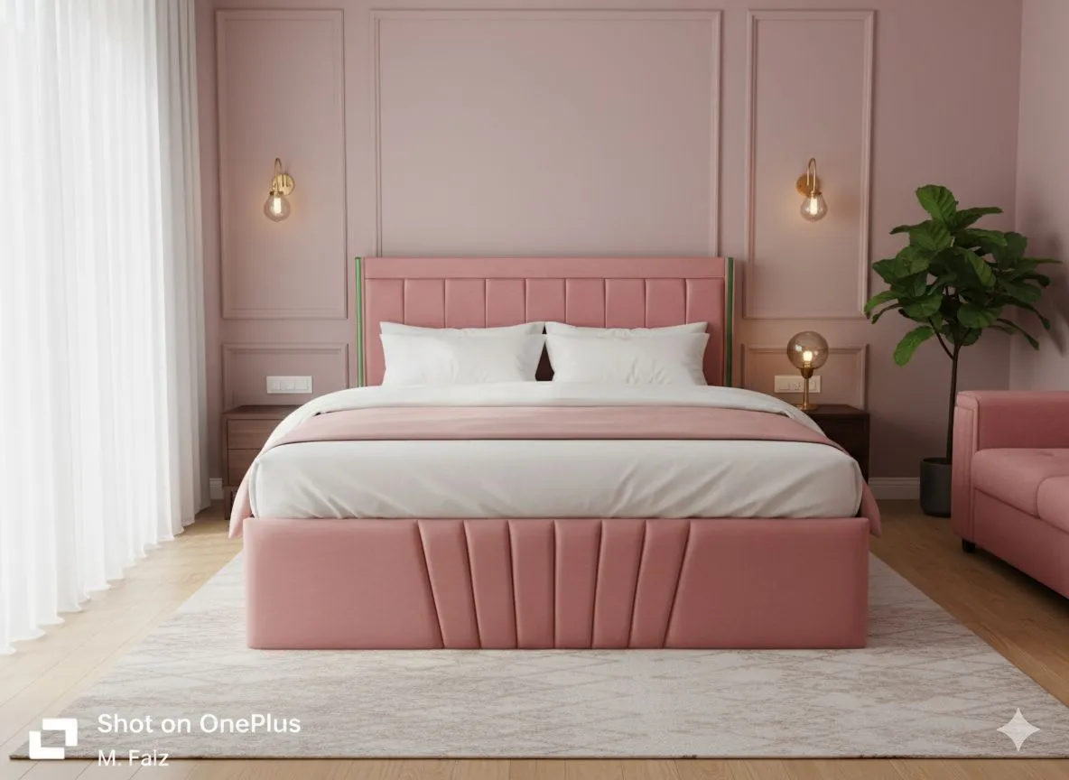 Elegant Rose Upholstered Bed
