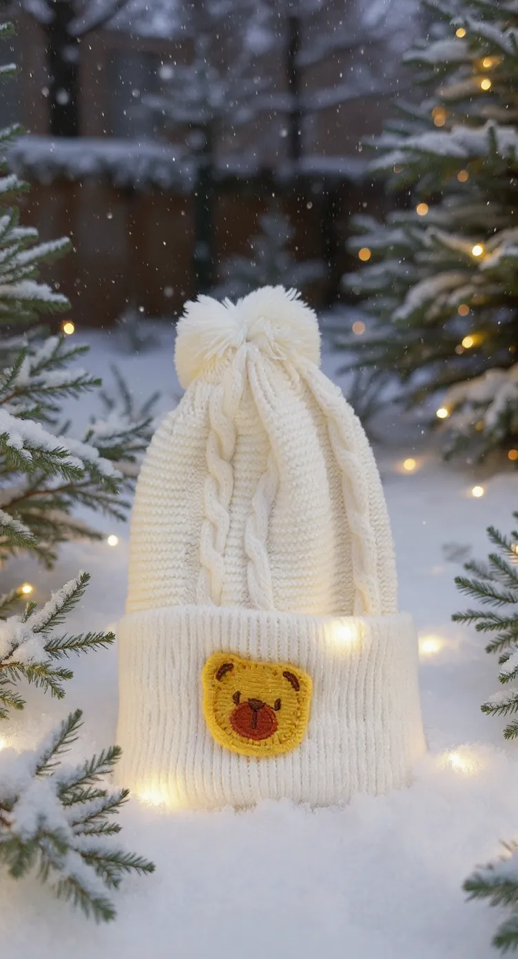 Embroidered Bear Winter Hat