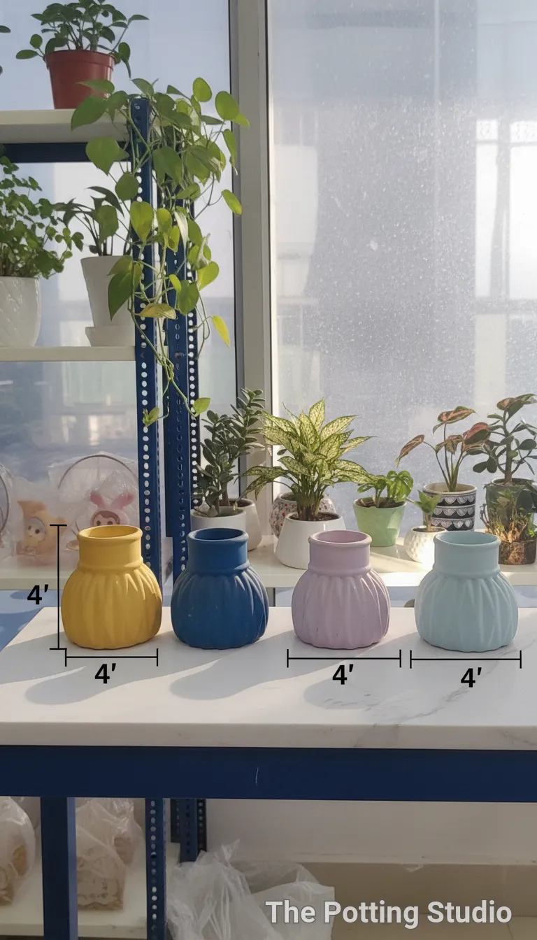 Colorful Mini Ceramic Vases 4"H &4"W Set Of 4Nos