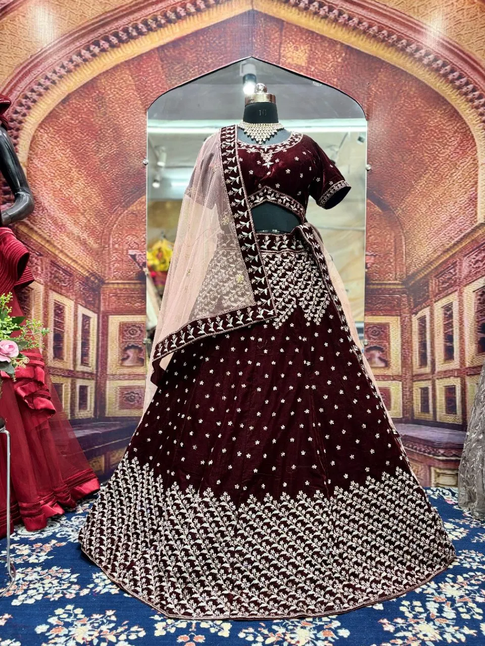 Embroidered Maroon Bridal Lehenga